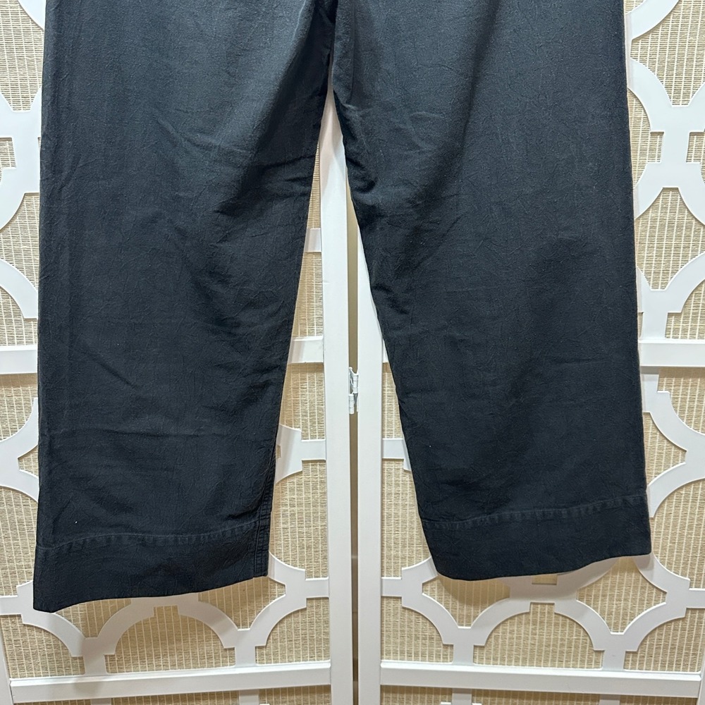 Apiece Apart Wide Leg Pants Women 4 Black High Rise Cropped Canvas Trousers - Picture 10 of 11